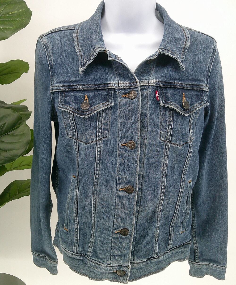 Levi's Original Womens Light Wash Blue Button Front Denim Trucker Jacket Small